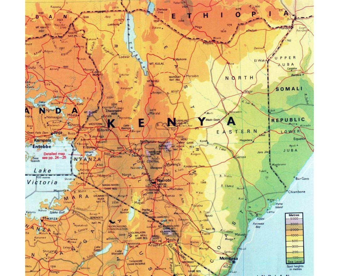 கென்யா புவியியல் வரைபடம்