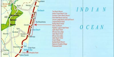 வரைபடம் கென்ய கடற்கரையில்