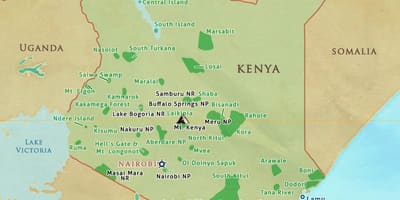 வரைபடம் கென்யா தேசிய பூங்காக்கள் மற்றும் கையிருப்பு